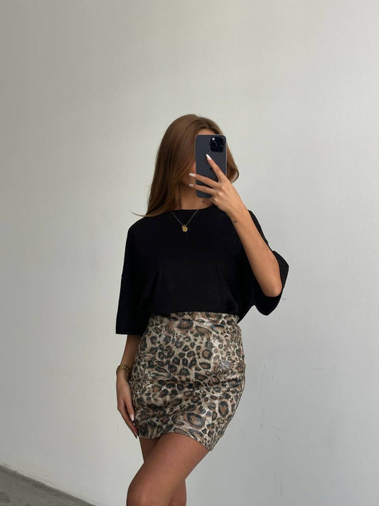 SEQUIN LEOPARD SKIRT